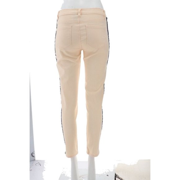 NWT DG2 DIANE GILMAN STRETCH Bouclé STRIPE SKINNY ANKLE JEANS CREAM - Picture 5 of 12